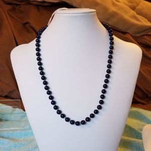 NWT Handmade Dk Blue Acrylic Pearl Necklace